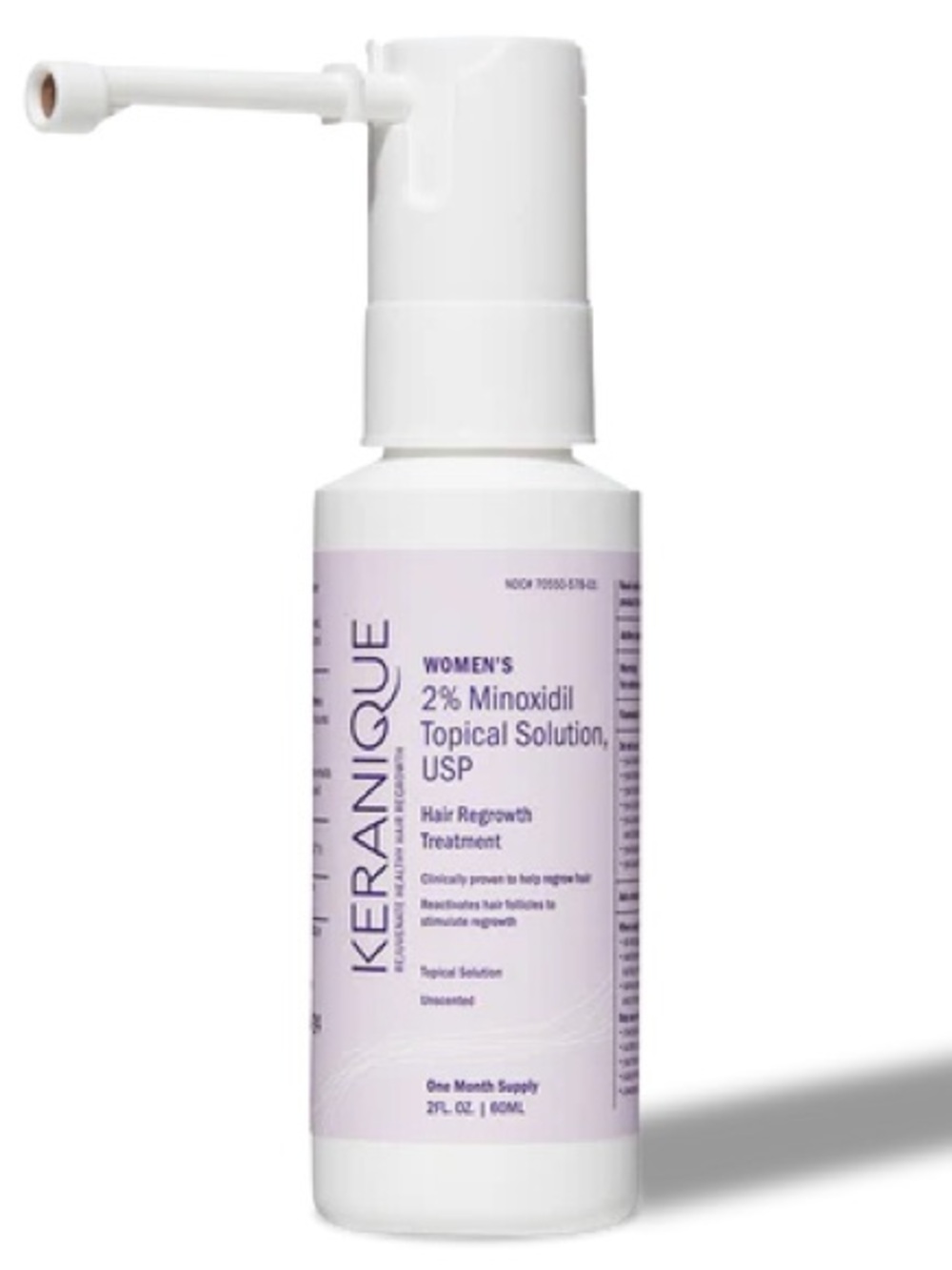 KERANIQUE Women's 2% Minoxidil Topical Solution - White & Lavender Bottle
